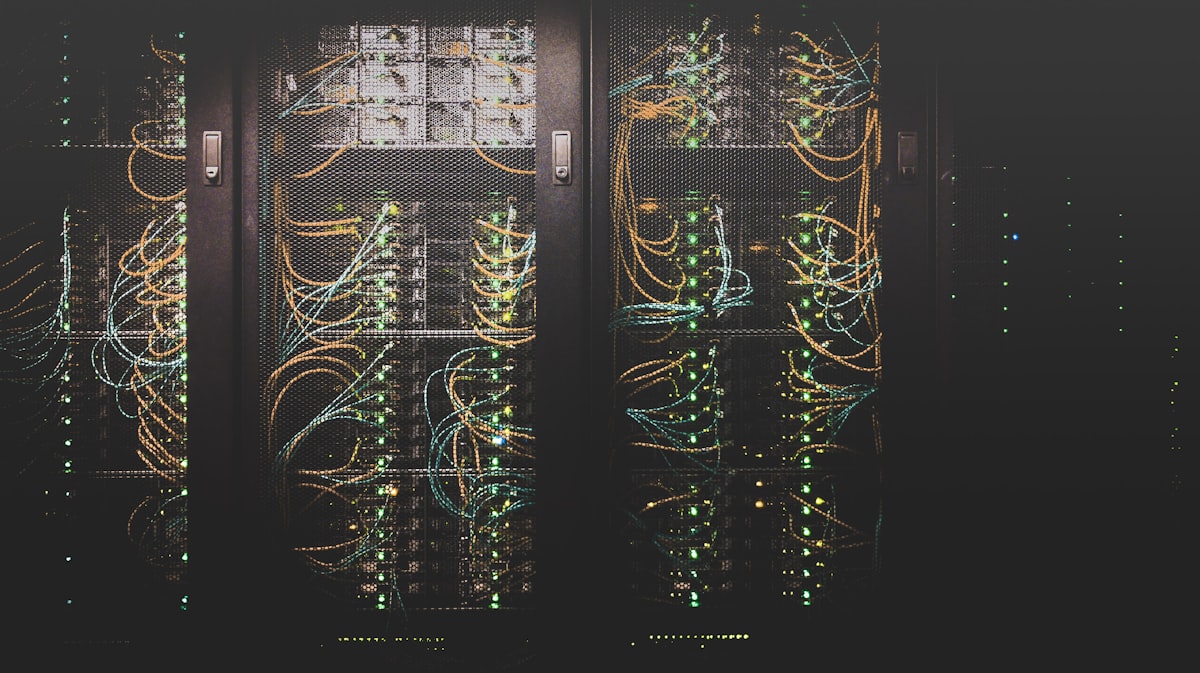 A data-center server room — the lottery RNG that was rigged